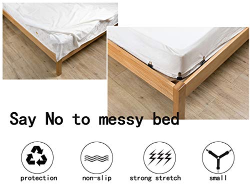 Yotako 4X Triangle Adjustable Fitted Bed Sheet Straps, Elastic Mattress Clips Sheet Grippers, Suspenders Bed Sheet Holder Corner Straps Sheet Fasteners Sheet Band