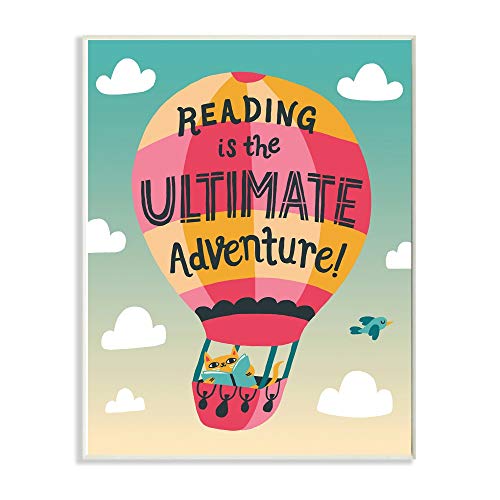 Stupell Industries The Kids Room Reading Adventures Cat in a Hot Air Balloon wi…