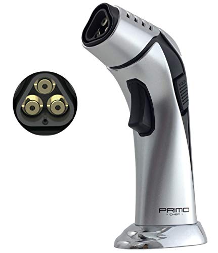 CULINARY CREME BRULEE TORCH | KITCHEN HAND TORCH - TRIPLE Flame Cooking Torch - Elegant Chef Torch To Master Recipes & Enhance Your Dining - Food Blow Torch To Impress Guests - Butane not included