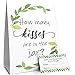 DISTINCTIVS Guess How Many Kisses in The Jar Game, Greenery Theme - 1 Sign and 30 Cards Set for Bridal Showers, Weddings, Gender Reveals, and Baby Showers