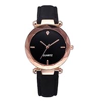 Kasenxet Fashion Women Leather Casual Watch Luxury Analog Quartz Crystal Wristwatch Clearance (Black)