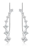 Osiana Womens CZ Crystal Leaf Ear Wrap Cuffs Climber Earrings Sweep Stud Earring Pin Color Silver ER-2