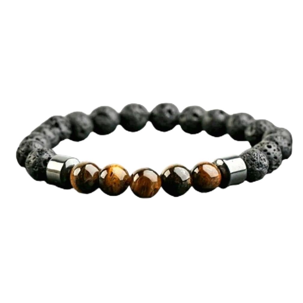 Textiles 4 Home Men’s Magnetic Tigers Eye Lava Stone Bracelet Essential Oil Anxiety Stress Relief Bracelet Gift Boxed