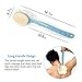 2 in 1 Shower Body Brush with Loofah Sponge & Bristles Back Scrubber, Exfoliating Bath Brush with Curved Long Handle for Wet or Dry, Women and Men, Spa Washing Puff, Blue