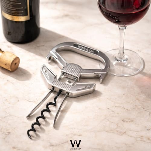Abridor de Garrafa de Vinho Premium Saca Rolhas Antigas 2 Lâminas com Espiral Inox Anatômico Multi Funcional Com Case Elegante Ideal Para Presente e Uso Intenso Wine & Companhia