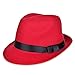 Vbiger Fedora Hats Bowler Hat Gangster Porkpie Derby Hats (Dark Red)