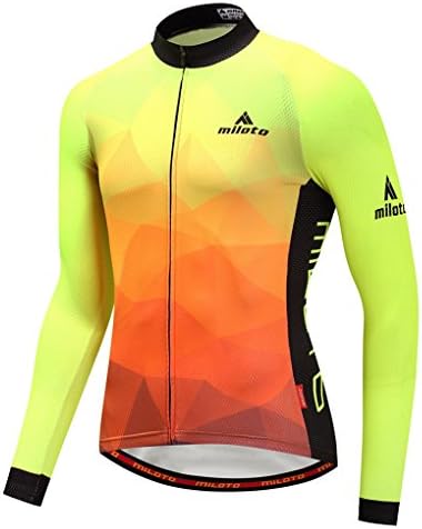 YIDUN Men's Cycling Jersey Long Sleeve Reflective Fluorescence Size M(CN)
