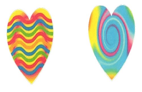 Funky Heart Tattoos (8 Tattoos, 2 Styles; 1.5" x 2" Each)