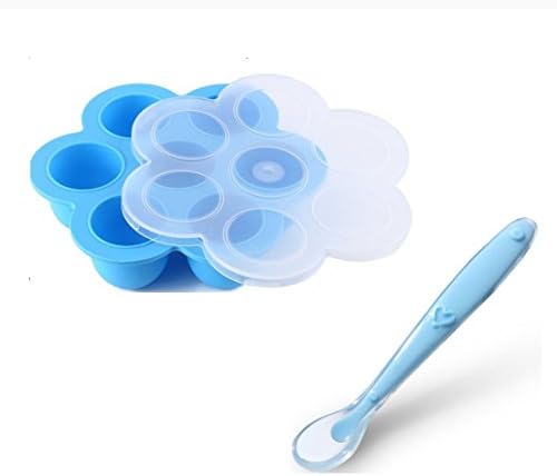 Dmaxia Silicone Egg Bites Molds with Lip Spoon Fits Instant Pot 5,6,8 qt Pressure Cooker Accessories Microwave oven Refrigerator Reusable Baby Food Freezer Trays Storage Container