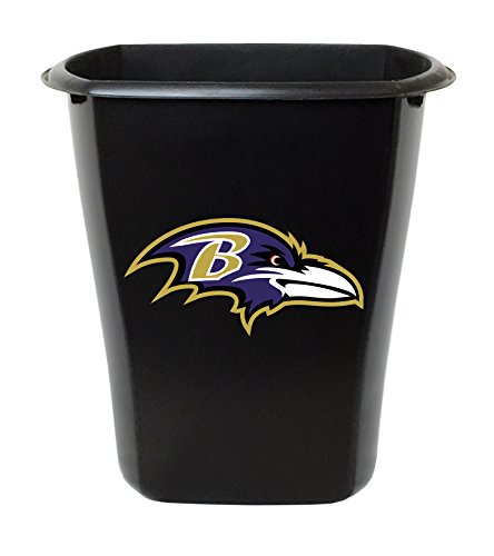 The Furniture Cove New Black Plastic 3 Gallon Trash Can Waste Basket Featuring Your Choice of Football Team Logo! (Ravens)