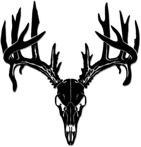 Deer Buck Antlers Hunting Vinyl Decal Sticker For Vehicle Car Truck Window Bumper Wall Decor - [8 inch/20 cm Tall] - Gloss SILVER Color