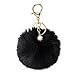 keychain, Mikey Store Cute Rabbit Fur Ball Keychain Bag Plush Car Key Ring Car Key Pendant (Black)
