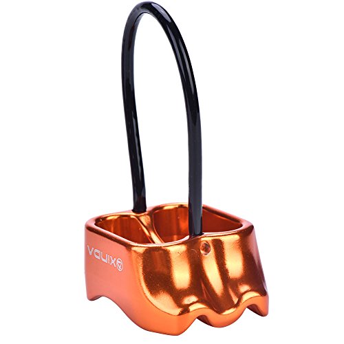 Professional Rock Climbing Rappel ATC Belay, Rappelling Protection Descender Device, Fall Arrest Protection Movable Self-locking Rope Grip for Outdoor Climbing and Rescue, Strong Safe Durable(Orange)