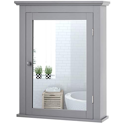 Tangkula Bathroom with Mirror, Mirrored WallMounted Storage Medicine with