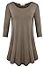 JollieLovin Womens 3/4 Sleeve Loose Fit Swing Tunic Tops Basic T Shirt (Khaki, 1X)