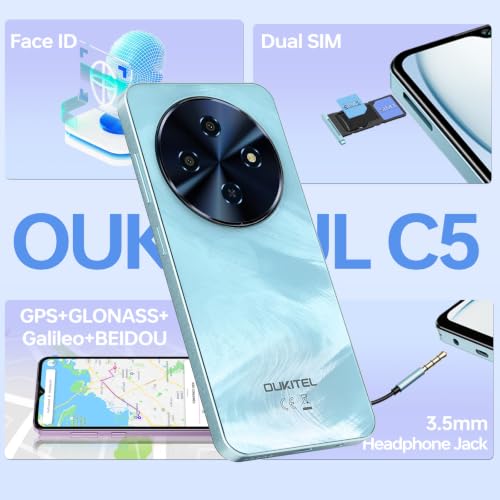 OUKITEL C5 Smartphone Offerta, 16GB+128GB/1TB, 6.52" Telefono Cellulare | 5000mAh Cellulare in Offerta, 13MP+5MP Telefoni, Smartphone 4G Dual SIM/Face ID/GPS/OTG/3.5mm Jack