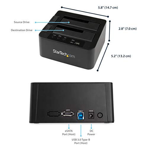 Dual Bay Hard Drive Duplicator, Standalone USB 3.0 (5 Gbps) / eSATA to 2.5/3.5