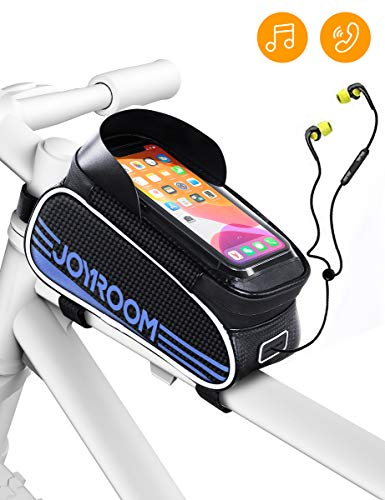 joyroom Bike Phone Mount Bag-Waterproof Bike Front Frame Handlebar Bag Bike Phone Holder Case Bicycle Accessories Pouch Sensitive Touch Screen Compatible with iPhone 11 XS Max XR 8 Plus Below 6.7\
