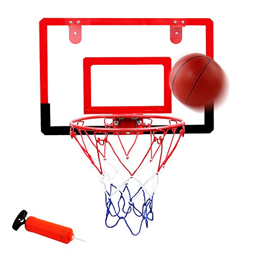 yoptote Mini Basketball Hoop Over The Door Backboard and Rim Combo Indoor Outdoor Goals Game Set Sport Toys with Ball for Kids Boys Girls Toddlers