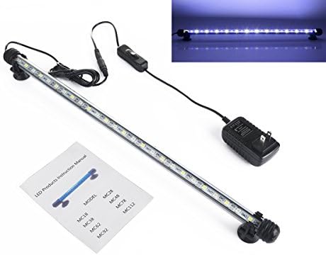 Aquarium Light，LedHome Fish Tank Light Bar Aquarium Led Kit Underwater Submersible Fish Tank Lamp Clip Lamp Decor 18.5 Inches White with Blue Color (Blue with White)