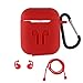 AC Parts AirPods Case Accessories Kits Protective Silicone Cover and Skin 2 Ear Hook Grips, 2 Anti-Loss Staps, 1 Earphone Bag Apple Airpods Charging Case，Gifts for Thanksgiving (Red)thumb 4