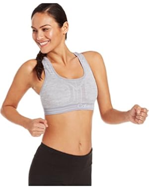 Calvin Klein Women's Performance Reversible Racerback Sports Bra (Small, Stone)