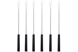 BESTonZON Stainless Steel Fondue Forks Set 6 Pcs Long Handle Cheese Fondue Forks Fruit Dipping Forks for Chocolate Fountain a