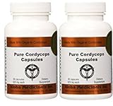 Organic Cordyceps by Aloha Medicinals - Super Potent Cordyceps Medicinal Mushrooms - 525mg - 2 bottles 90 Vegetarian Capsules