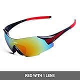 WOLFBIKE UV400 Cycling Glasses Mountain Bike MTB Sunglasses Eyewear - ONE Lens (NEW black red)