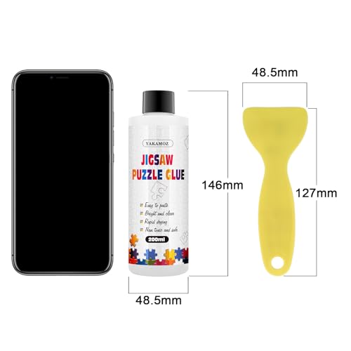 YAKAMOZ Clear Jigsaw Puzzle Glue with Precision Applicator – Non-Toxic, Quick Dry & Water-Soluble for Puzzles up to 5000 Pieces (200ML)