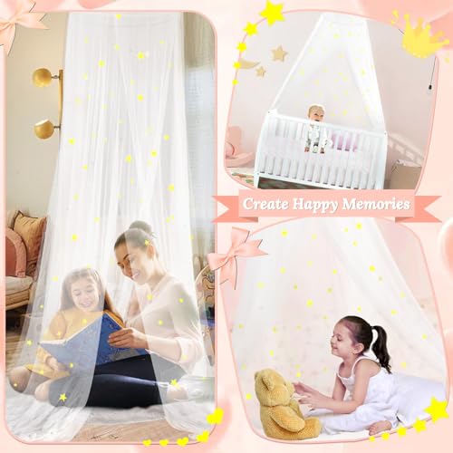 South to East Bed Canopy with Glow in the Dark Stars, Children, White | Mosquito net for baby, kids, boys, girls, girls. Cot canopy for baby and child, oulit girl bed full size