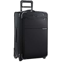Briggs & Riley Baseline 22 inch Softside Carry On Luggage with wheels 22 x 14 x 9. Expandable 2 Wheel Suitcase with Compression Packing System, Black