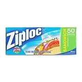 Ziploc Resealable Sandwich Bags, Plastic, 1.2 Mil, Clear, 50/Box