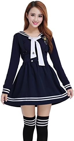 Nuotuo Womens Japanese High School Uniform Sailor Pleated Skirt Outfit