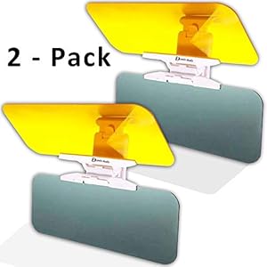 Zento Deals 2 Pack Transparent Windshield Car Sun Visor Day and Night Vision Anti-Glare