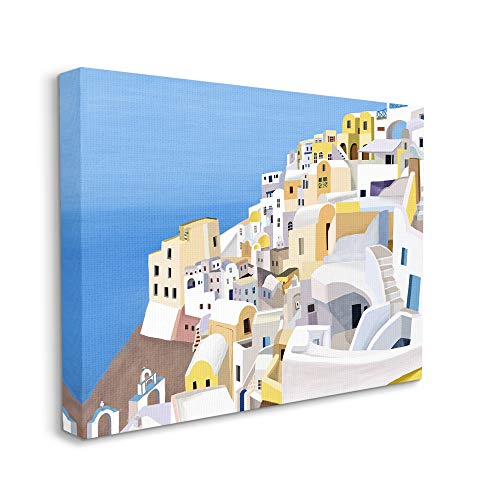 Stupell Industries Coastal Greek Cliffside City White Yellow Buildings