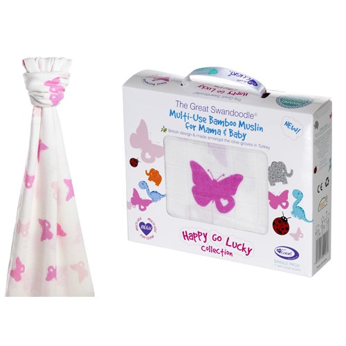 Cuski The Great Swandoodle Swaddle Blanket, Happy Butterflies
