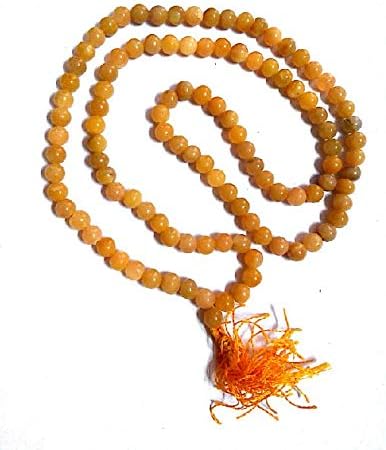 Shreenathji Trading 100% Natural AAA Quality Attractive & Pure Citrine Rosary Mala with 108 + 1 Beads AAA Quality for Men & Women