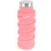 que Bottle | Designed for Travel and Outdoor. Collapsible Water Bottle - Food-Grade Silicone/BPA Free/Lightweight/Eco-Friendly - 12oz (Coral Pink)