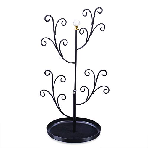 Keebofly Jewelry Organizer Tree Stand Earring Ring Organizer Display for Lover or Friend, Necklace Holder with Adjustable Ideal for Birthday Gift or Any Activities - Black