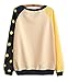 Woman Teen Girl's Harajuku Cute Cat Print Contrast Color Scoop Neck Sweatshirt