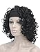 Kalyss 3/4 Half Wig Women's Short Full Curly Premium Synthetic Hair Wig with Black Headband (Black 1B)