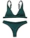 MOOSKINI Women's Strap Bathing Suit 2pcs Swimsuit Top Brazilian Bottom Padding Bikini Set (S, Green)