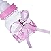 Bememo 12 Pack Candy Bottles and 50 Pack Acrylic Mini Pacifiers for Baby Shower Party Favors Decorations (Pink)
