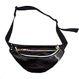 Dolores Women's PVC Hologram Fanny Pack Belt Waist Bum Bag Laser Travel Beach Purse, Black