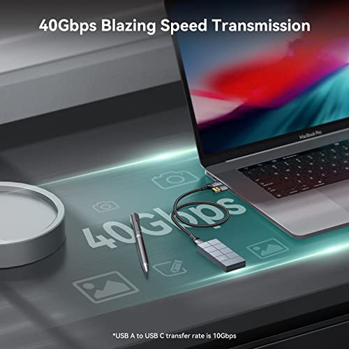 Yottamaster 40Gbps USB C Cable for Thunderbolt 4, 100W Charing Cable with 8K@60Hz Video Output, 2-in-1 Braided USB C/A to C Cable for MacBook iPad Pro/Air, Hub, Docking, External SSD eGpu [1.65ft]