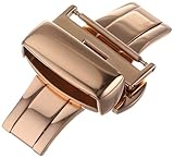 Hadley-Roma 20mm IP Rose Gold-Plated Push Button Deployant Clasp