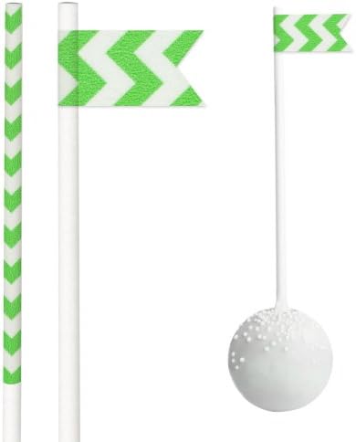Dress My Cupcake DMC29968 25-Pack Party Cakepop Sticks DIY Kit, 4.5-Inch, Green Chevron