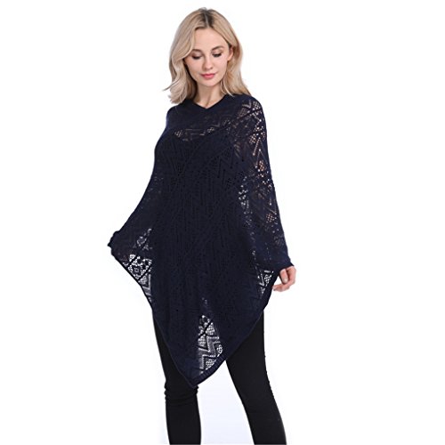 Leoparts Women Soft Knitted Pullover V Neck Batwing Poncho Cape Spring Sweater Cloak Shawl