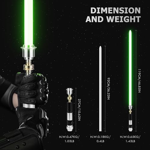 AthlChamp Heavy Duty App Control Duel Sabre for Adults with Heavy Metal Handle and Thick Blade, 16 Sound Effects and Infinite Color Change (RGB-164)